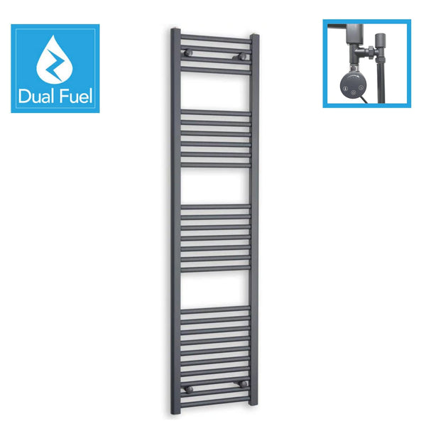 Anthracite Flat Heated Dual Fuel Towel Rail 400x1600mm