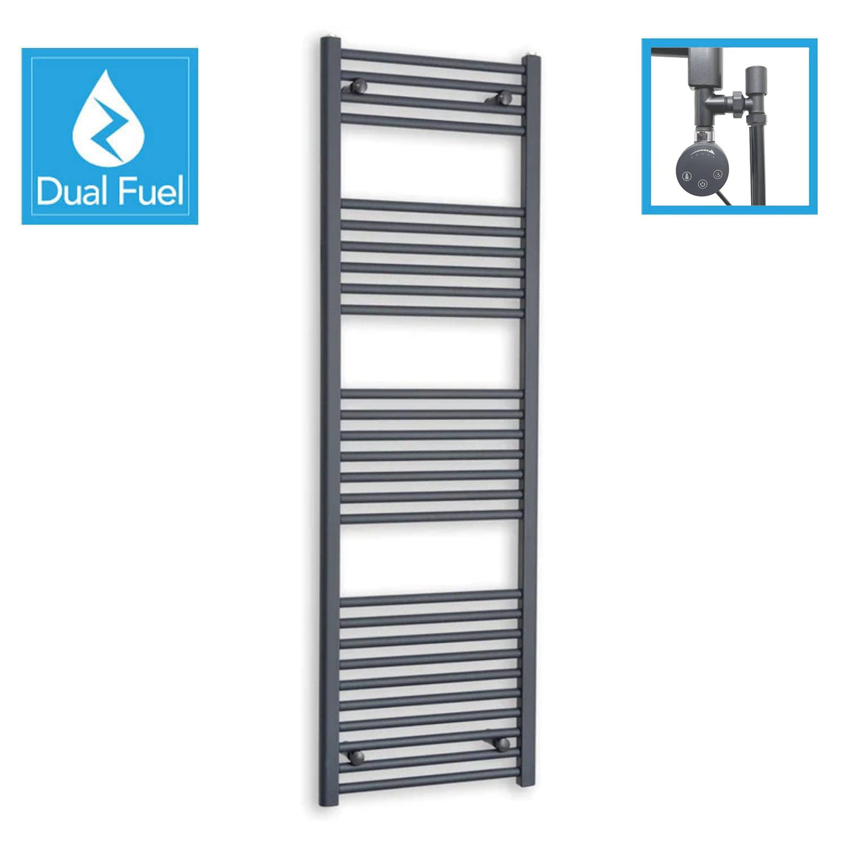 Anthracite Dual Fuel Heated Towel Rail 500 x 1600mm