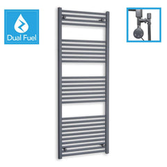 Anthracite Flat Heated Dual Fuel Towel Rail 600x1600mm