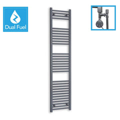 Anthracite Flat Heated Dual Fuel Towel Rail 400x1800mm