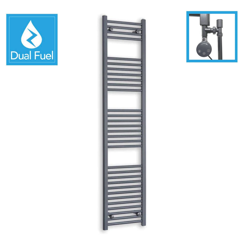 Anthracite Flat Heated Dual Fuel Towel Rail 400x1800mm