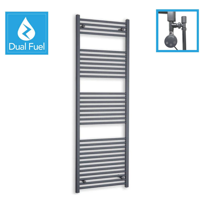 Anthracite Flat Heated Dual Fuel Towel Rail 600x1800mm