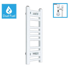 White Flat Heated Dual Fuel Towel Rail 200x600mm
