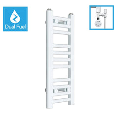 White Flat Heated Dual Fuel Towel Rail 600x250mm