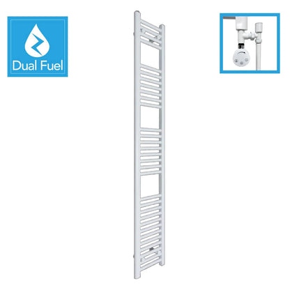 White Flat Heated Dual Fuel Towel Rail 250x1800mm