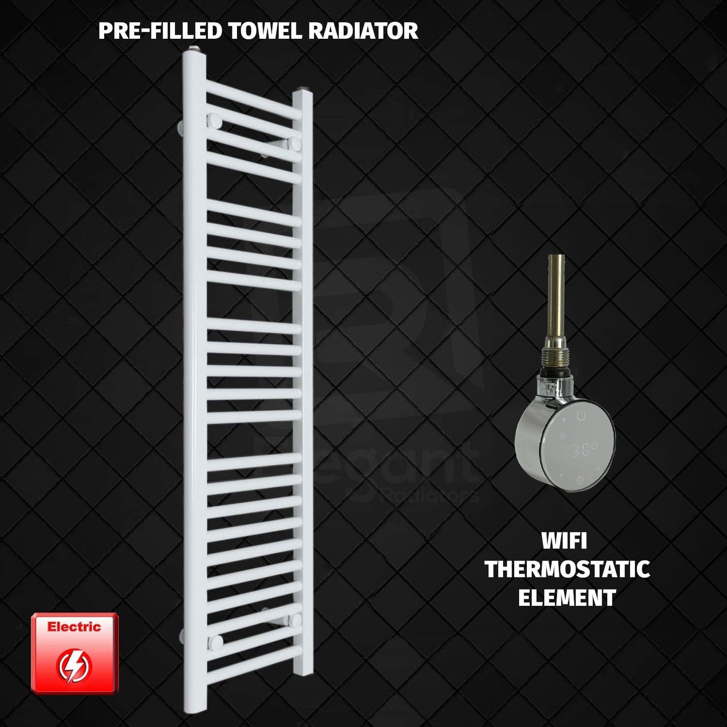 ER-Wifi Thermostatic 300 x 1200 Flat White Pre-Filled Electric Towel Radiator