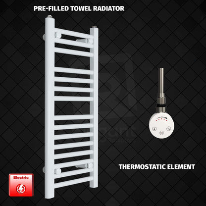 Thermostatic Element 300 x 800 High Flat White Pre-Filled Electric Towel Radiator