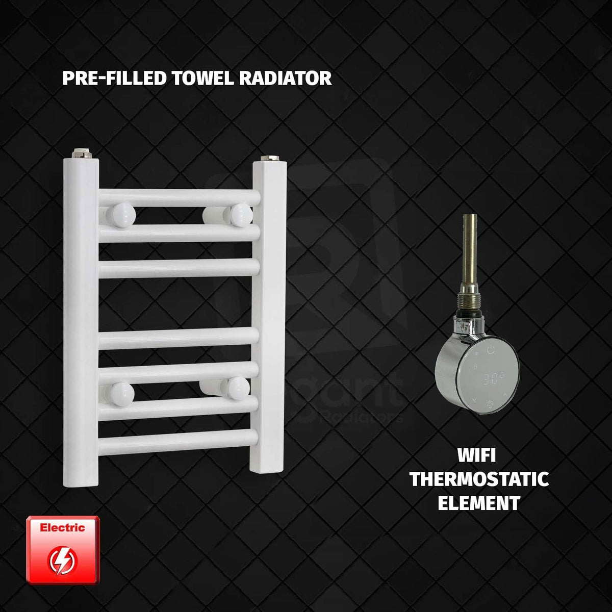 ER-Wifi Thermostatic 350 x 400 Flat White Pre-Filled Electric Heated Towel Rail