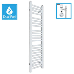 White Flat Heated Dual Fuel Towel Rail 350x1200mm