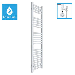 White Flat Heated Dual Fuel Towel Rail 350x1400mm