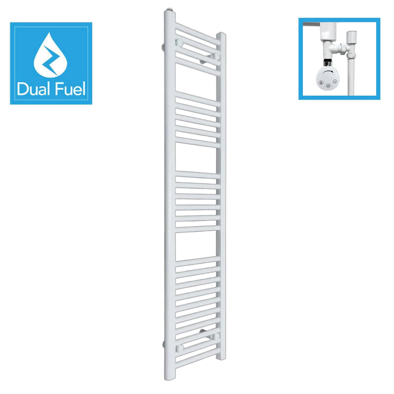 White Flat Heated Dual Fuel Towel Rail 350x1400mm