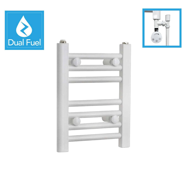 White Flat Heated Dual Fuel Towel Rail 350x400mm