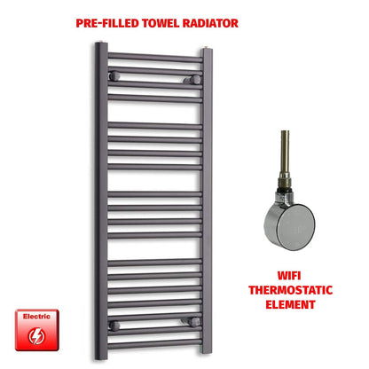 ER-Wifi Thermostatic 400 x 1000 Flat Black Pre-Filled Electric Heated Towel Rail