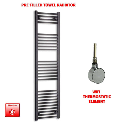 ER-Wifi Thermostatic 400 x 1600 Flat Black Pre-Filled Electric Towel Radiator HTR