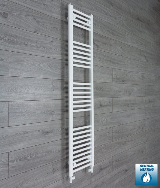 With Straight Valve 400 x 1600mm High Flat White Heated Towel Rail Radiator HTR