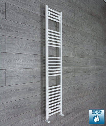 With Angled Valve 400 x 1600mm High Flat White Heated Towel Rail Radiator HTR