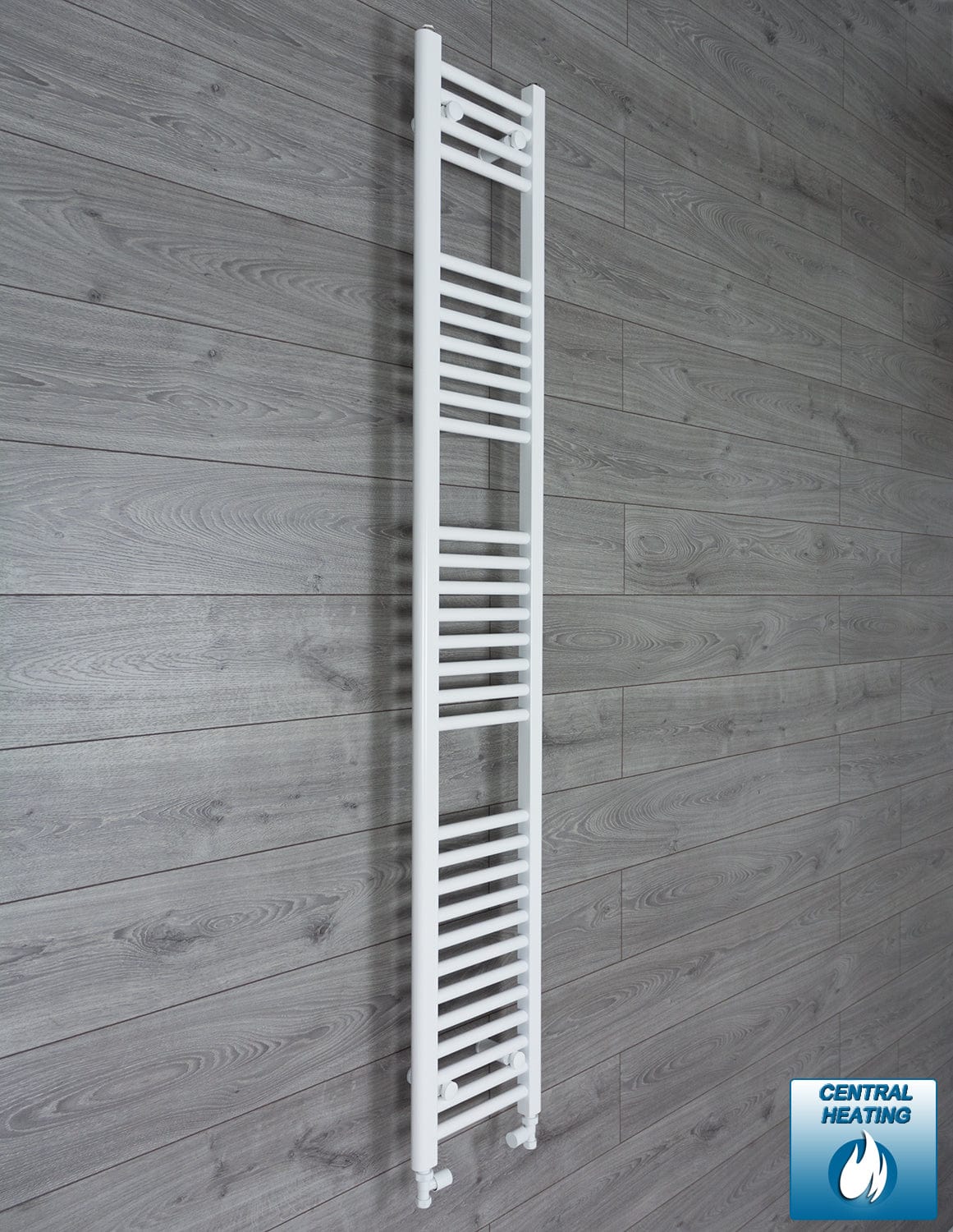 With Straight Valve 400 x 1800mm High Flat White Heated Towel Rail Radiator HTR