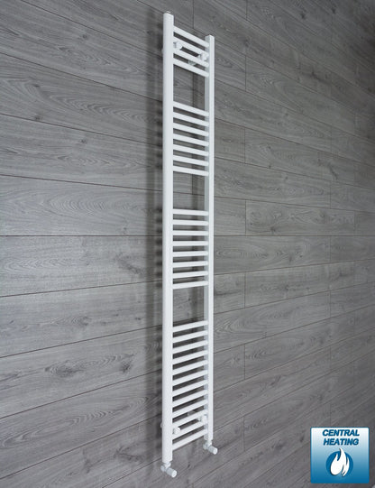 With Angled Valve 400 x 1800mm High Flat White Heated Towel Rail Radiator HTR