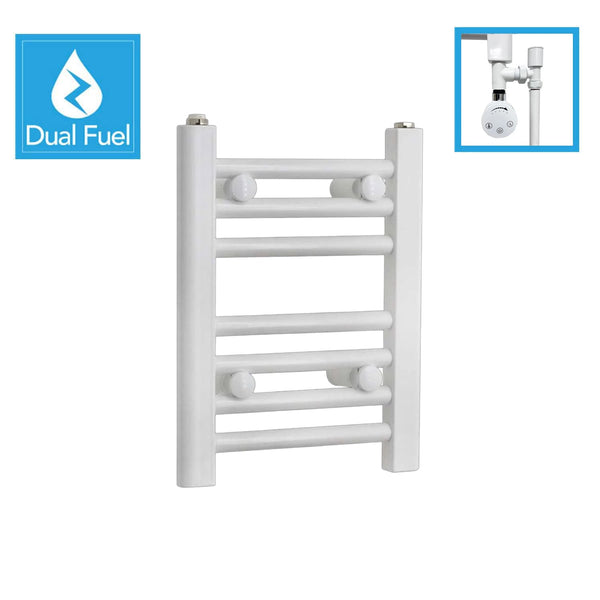 White Flat Heated Dual Fuel Towel Rail 300x400mm