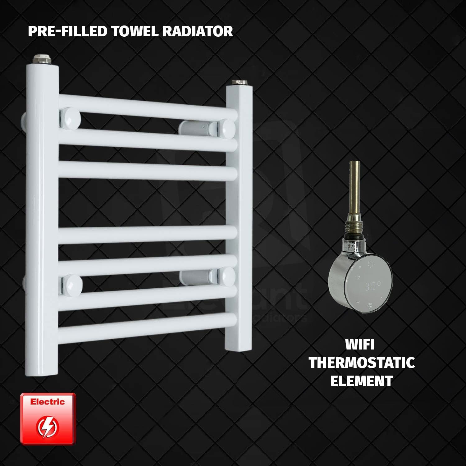 ER-Wifi Thermostatic 400 x 400 Flat White Pre-Filled Electric Heated Towel Rail