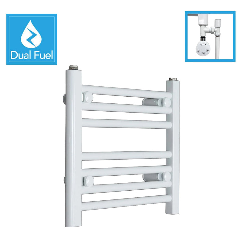 White Flat Heated Dual Fuel Towel Rail 400x400mm