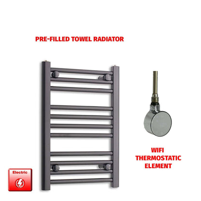 ER-Wifi Thermostatic 400 x 600 Flat Black Pre-Filled Electric Towel Rail Radiator