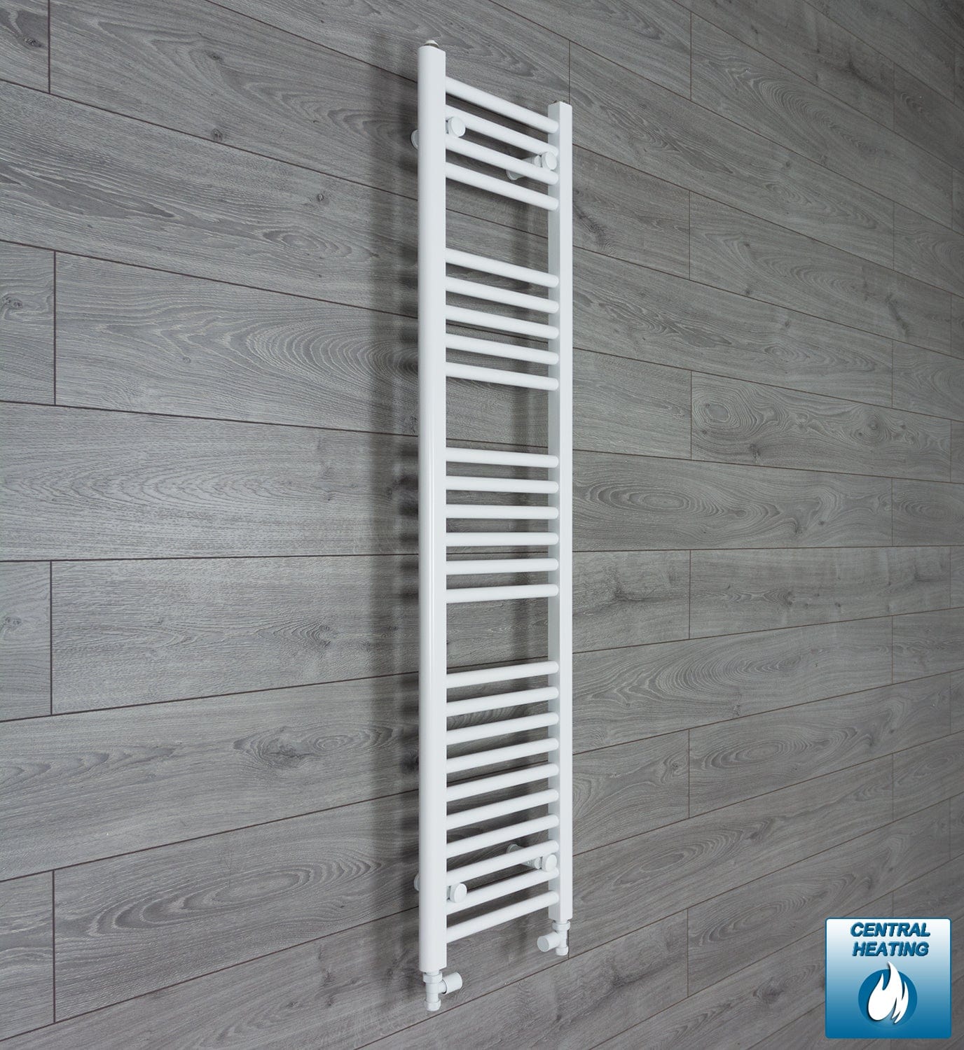 With Straight Valve 400mm Wide 1400mm High Flat White Heated Towel Rail Radiator
