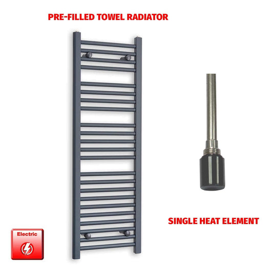 Single Heat Element 400x1200 Flat Anthracite Pre-Filled Electric Towel Radiator