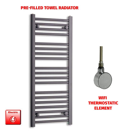 ER-Wifi Thermostatic 450 x 1000 Flat Black Pre-Filled Electric Towel Radiator