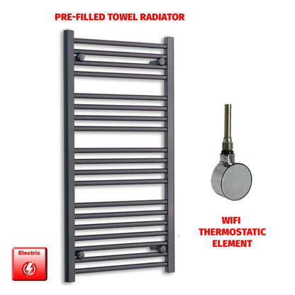 ER-Wifi Thermostatic 500 x 1000 Flat Black Pre-Filled Electric Towel Radiator HTR