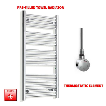Thermostatic Element 500 x 1100 Pre-Filled Electric Heated Towel Radiator Chrome