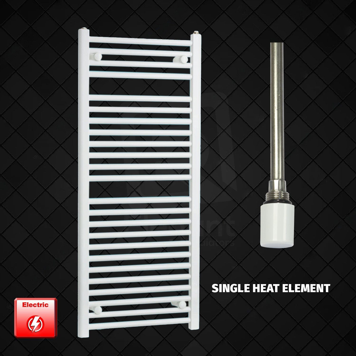 Single Heat Element 500 x 1200 Flat White Pre-Filled Electric Heated Towel Rail