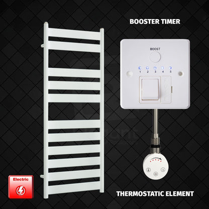 Thermostatic Element + Booster Timer 500 x 1200 White Flat Panel Pre-Filled Electric Towel Radiator