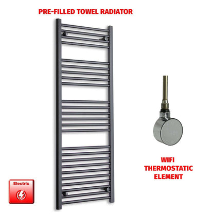 ER-Wifi Thermostatic 500 x 1400 Flat Black Pre-Filled Electric Heated Towel Rail