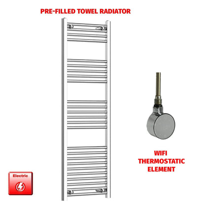 ER-Wifi Thermostatic 500 x 1400 Flat Chrome Electric Towel Rail Pre-Filled HTR