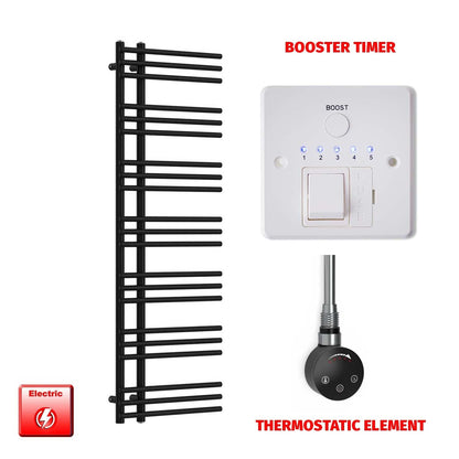 Thermostatic Element + Booster Timer 500 x 1500 Difta Pre-Filled Electric Towel Rail Flat Black