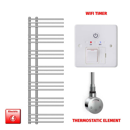 Thermostatic Element + Wifi Timer 500 x 1500 Difta Pre-Filled Electric Towel Rail Flat Chrome