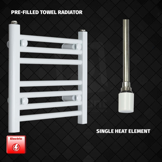 Single Heat Element 500 x 400 Flat White Pre-Filled Electric Towel Rail HTR