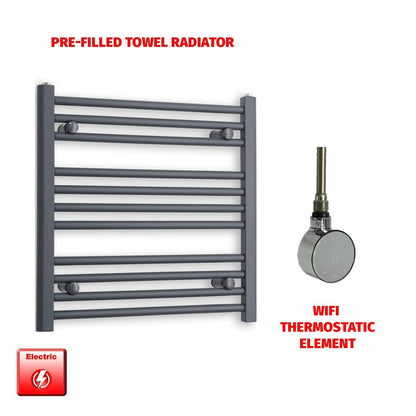 ER-Wifi Thermostatic 500 x 600 Flat Anthracite Pre-Filled Electric Towel Radiator