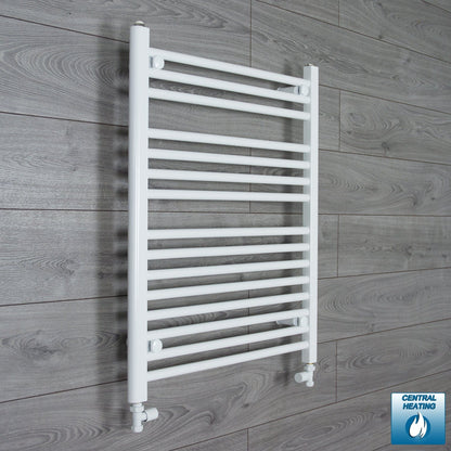 With Straight Inline Valves 500 x 800 Heated Towel Rail Flat White Central Heating