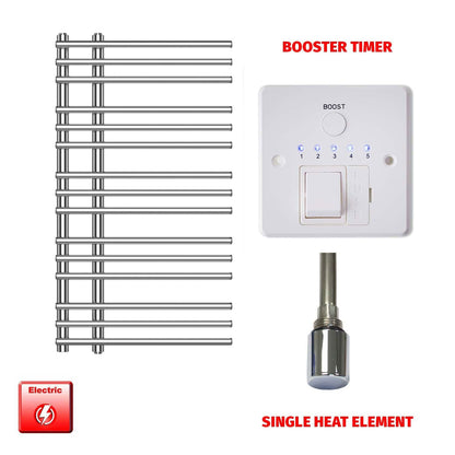 Single Heat Element + Booster Timer 500 x  900 Difta PreFilled Electric Heated Towel Rail Chrome