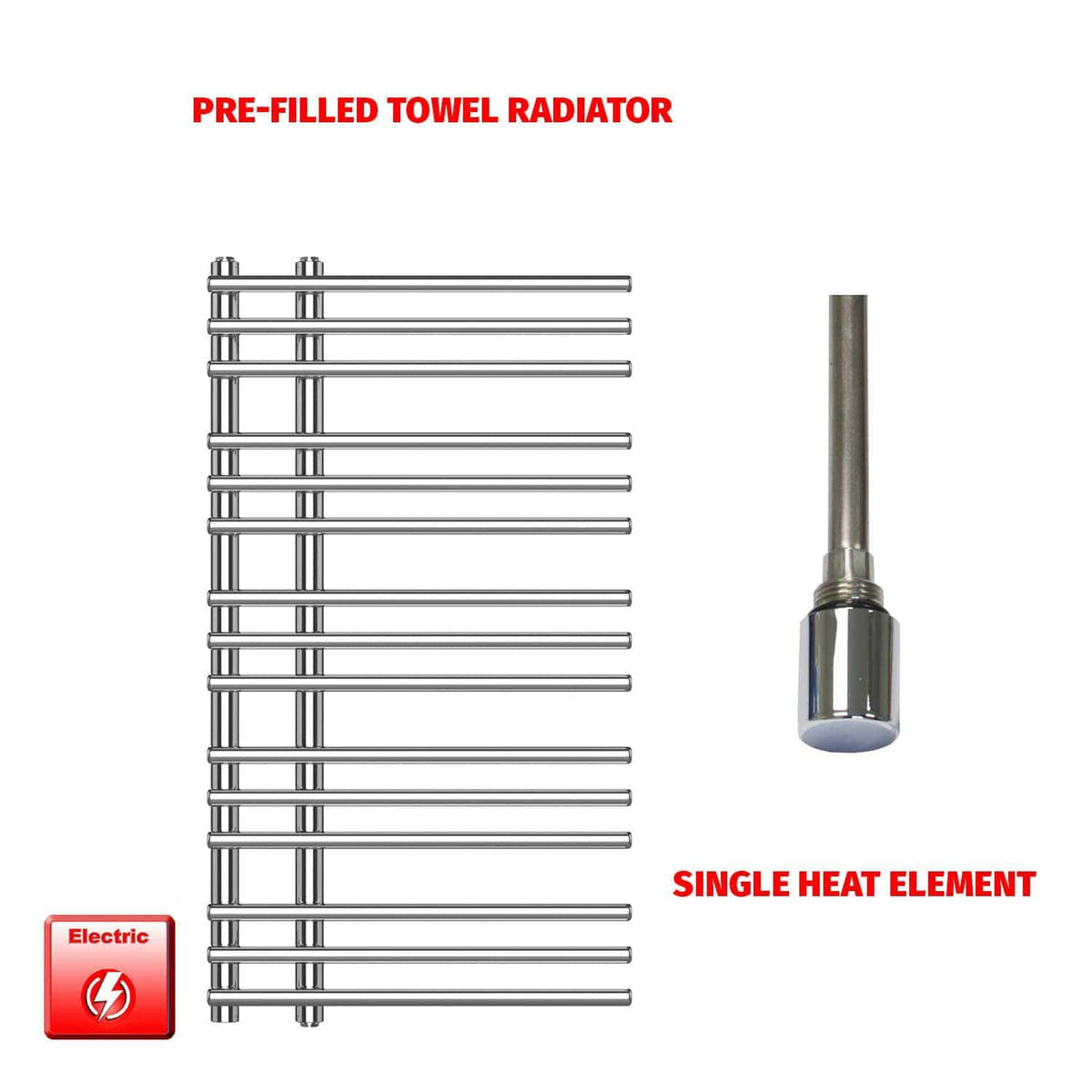 500 x  900 Difta PreFilled Electric Heated Towel Rail Chrome