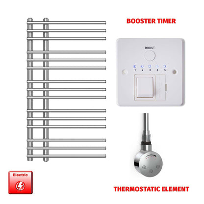 Thermostatic Element + Booster Timer 500 x  900 Difta PreFilled Electric Heated Towel Rail Chrome
