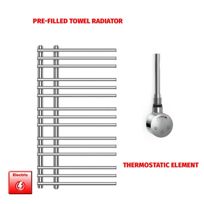 Single Heat Element 500 x  900 Difta PreFilled Electric Heated Towel Rail Chrome