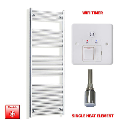 Single Heat Element + Wifi Timer 550mm Wide 1800mm High Electric Heated Towel Rail Chrome