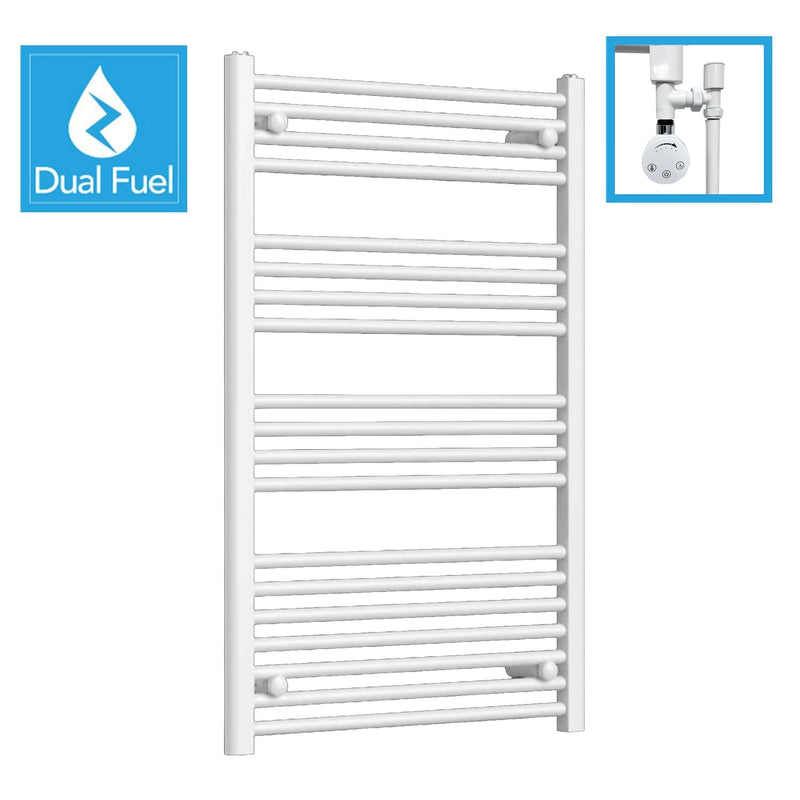 White Flat Heated Dual Fuel Towel Rail 1000x600mm