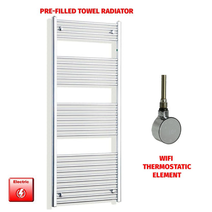 Straight / ER-Wifi Thermostatic 600 x 1600 Chrome Pre-Filled Electric Heated Towel Rail HTR