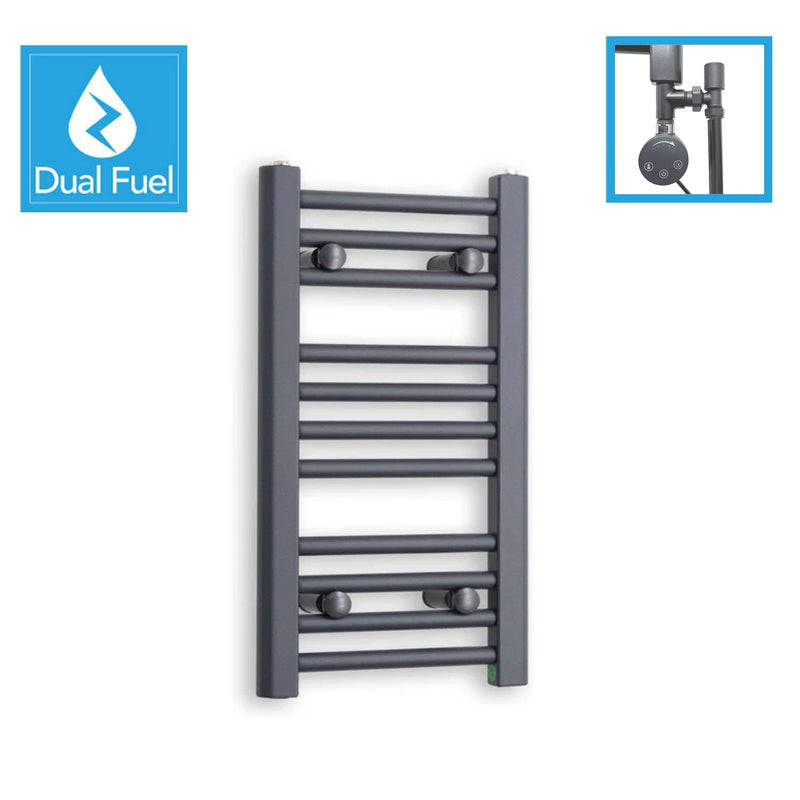 Anthracite Flat Heated Dual Fuel Towel Rail 300x600mm