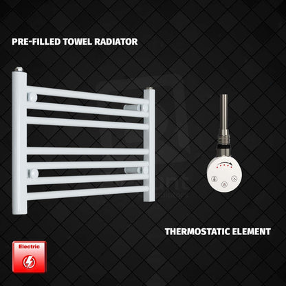 Thermostatic Element 600 x 400 Flat White Pre-Filled Electric Heated Towel Rail