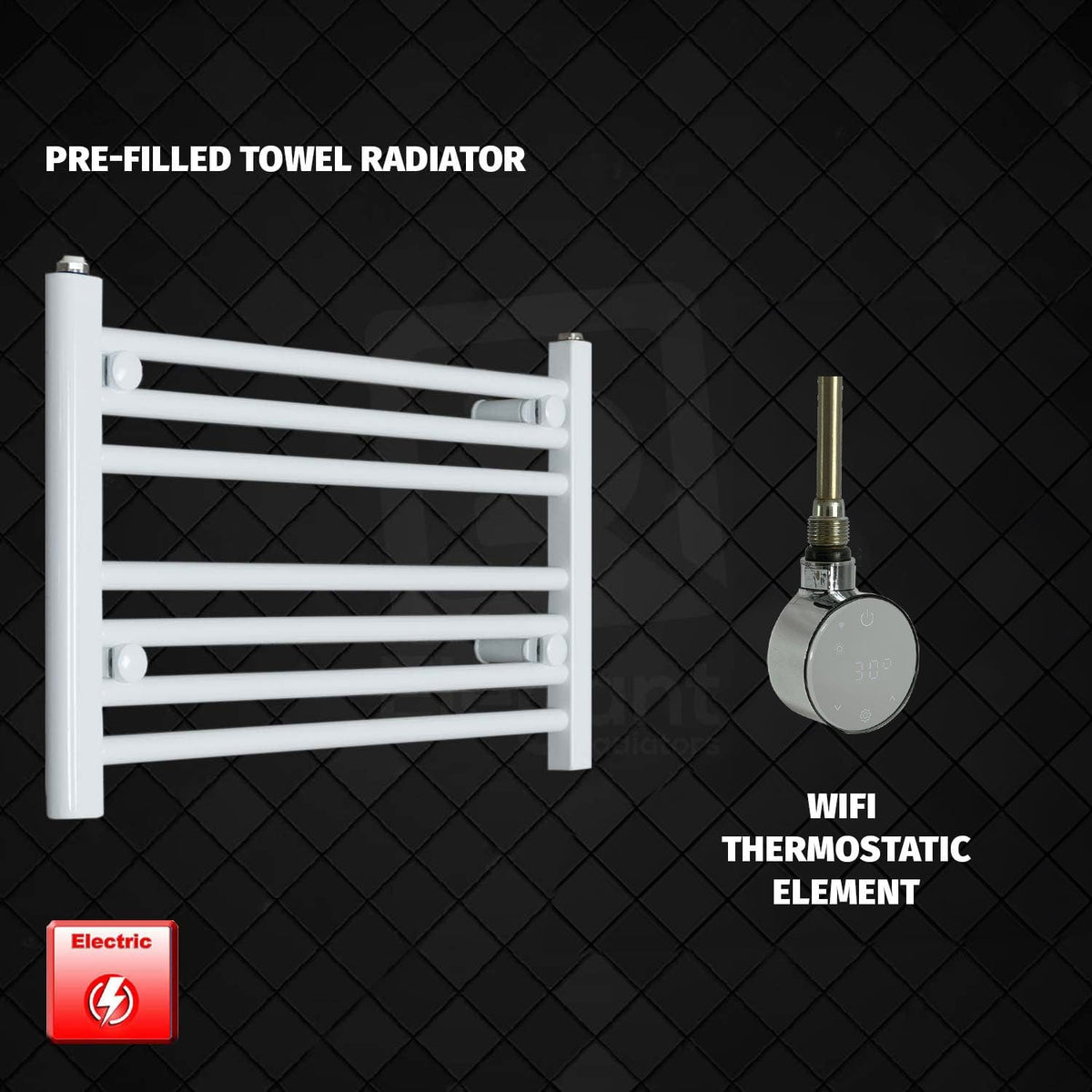 ER-Wifi Thermostatic 600 x 400 Flat White Pre-Filled Electric Heated Towel Rail